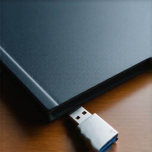 A physical folder and USB drive used for tracking credit dispute evidence and FICO maintenance.