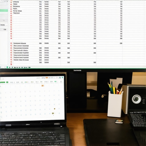 Credit Maintenance Command Center Professional workspace showing credit tracking tools and a financial spreadsheet for FICO maintenance.