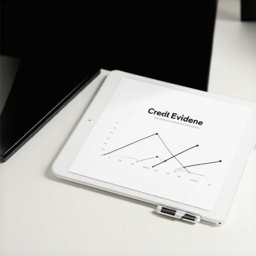 A physical credit evidence log folder and tablet showing financial data.