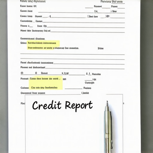 Physical paper credit report and handwritten logbook on a desk for FICO tracking.