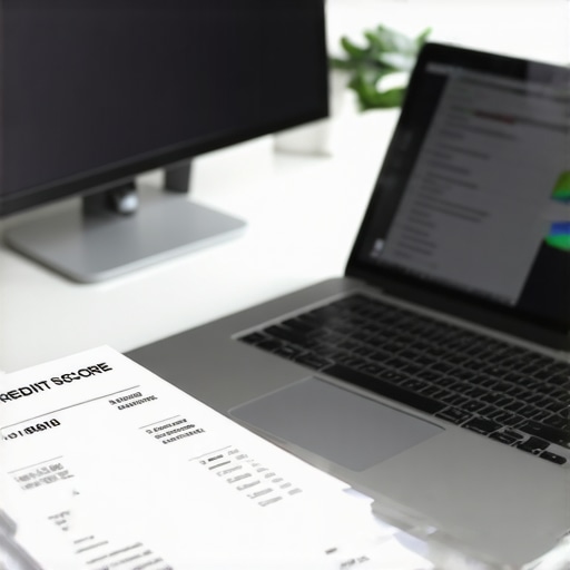 Professional credit score tracking and dispute management tools on a desk.
