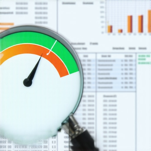 A credit score gauge showing a drop due to advanced reporting errors and FICO nuances.