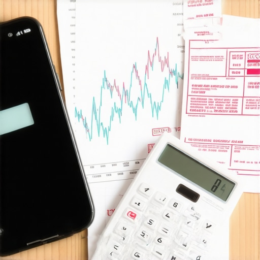 A smartphone showing a falling credit score graph next to paid debt notices.