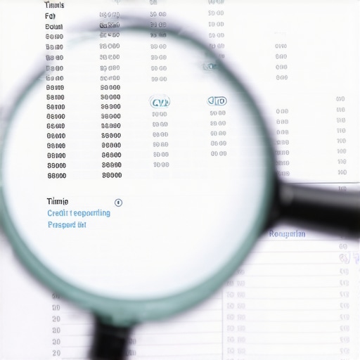 Magnifying glass over financial documents showing the complexity of credit dispute timing.
