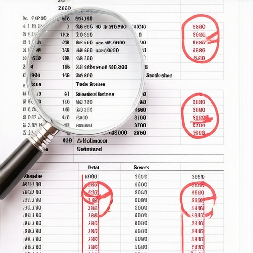 A magnifying glass highlighting errors on a credit report for manual review.