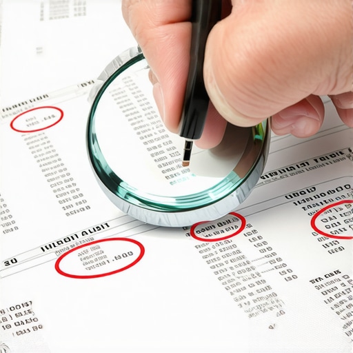Detailed Credit Report Audit for Errors A hand using a magnifying glass to inspect a financial document for errors.