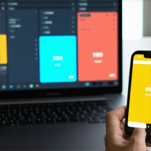 An individual comparing different credit score results on two screens.