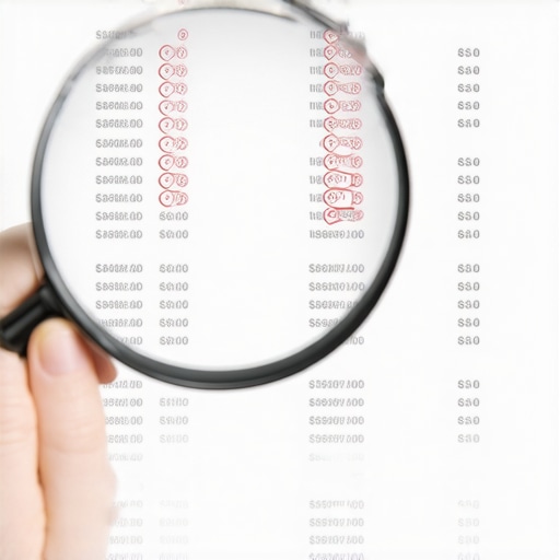 Expert Credit Report Analysis Close up of credit report auditing for errors and score discrepancies between bureaus
