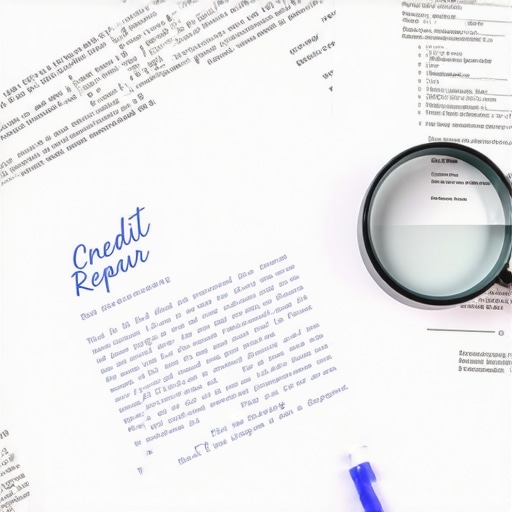 A hand-written dispute letter on a desk with a credit report and magnifying glass.