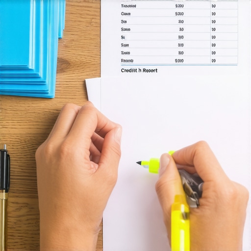 Highlighter and Manual Credit Report Audit Person highlighting errors on a printed credit report during a manual audit.
