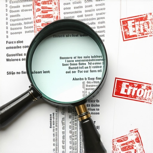 Investigating Credit Report Discrepancies A magnifying glass focusing on errors in a financial credit report.