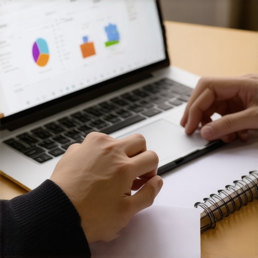 Man tracking credit score utilization on laptop and notebook