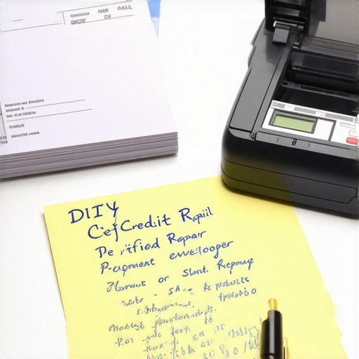 Manual Credit Dispute Preparation Tools Hand-written credit dispute letter on a yellow legal pad with blue ink and mail receipts
