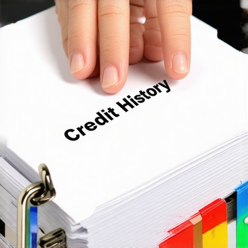 Manual credit record maintenance strategy Person organizing credit repair documentation in a physical binder