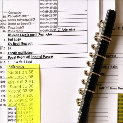 A close-up of a credit report and a notebook used for tracking dispute evidence.