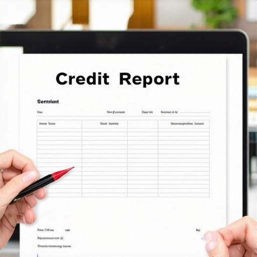 A physical bank statement being compared directly to a digital credit report on a laptop screen