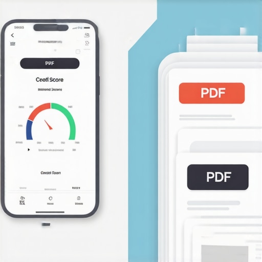 Modern Digital Tools for Credit Maintenance A smartphone showing a credit score next to organized digital documents for credit repair tracking.