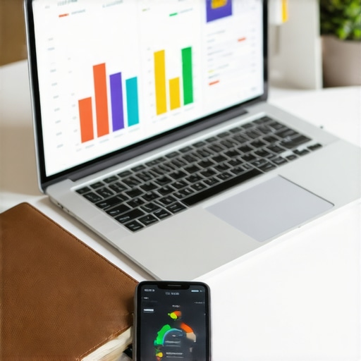 Digital evidence log and credit tracking tools on a modern desk
