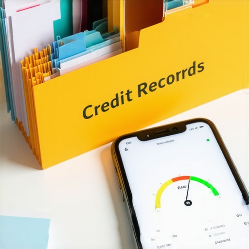 Organizing Your Credit Dispute Documents An organized physical folder for credit dispute letters and records next to a smartphone.