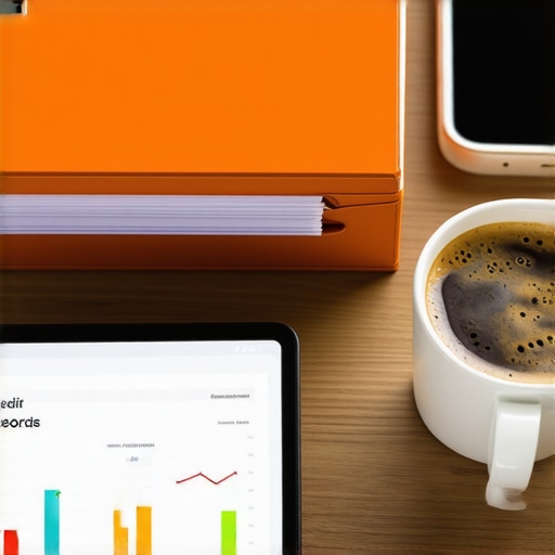 Organizing Your Credit Repair Maintenance Tools A physical credit records folder and digital credit monitoring on a desk showing a high credit score.