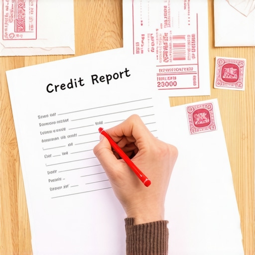 A person highlighting errors on a paper credit report to prepare a certified mail dispute.
