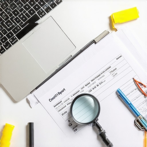 Organizing credit dispute evidence A person auditing their credit report for personal information errors and gathering documentation for a dispute.
