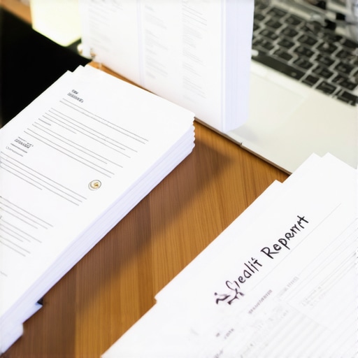 Organizing evidence for a credit dispute Person organizing utility bills and credit reports to prove identity theft.