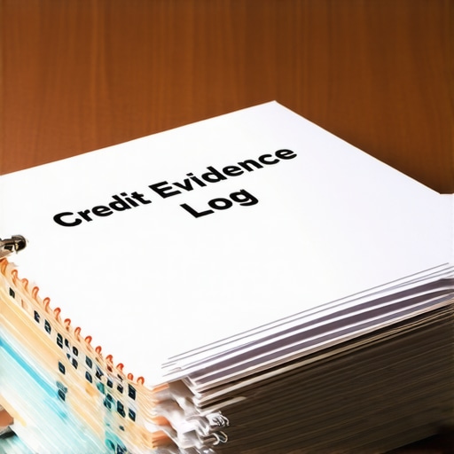 A physical binder used for tracking credit disputes and certified mail receipts.