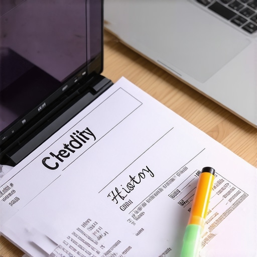 A physical folder for credit dispute tracking and certified mail receipts on a desk.