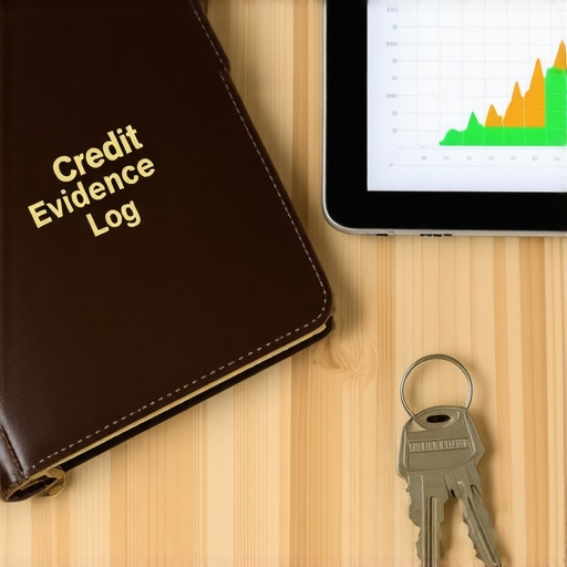 Tools for maintaining a high FICO score including an evidence log and digital monitoring