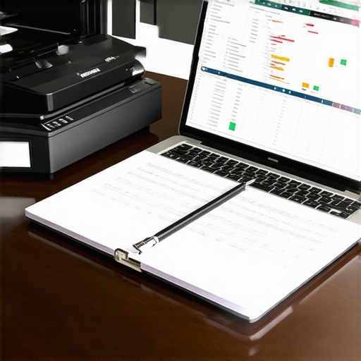 A desk with a scanner and credit tracking tools for professional FICO maintenance.