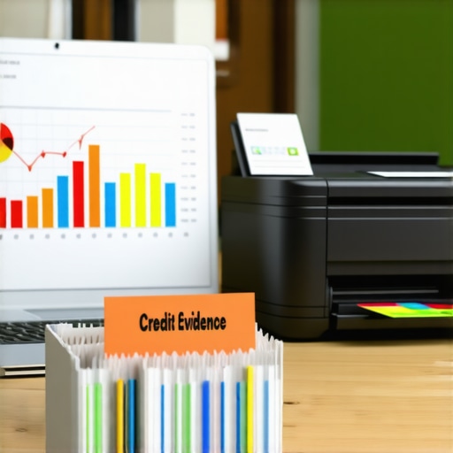 A desk setup with tools for credit report auditing and evidence logging.