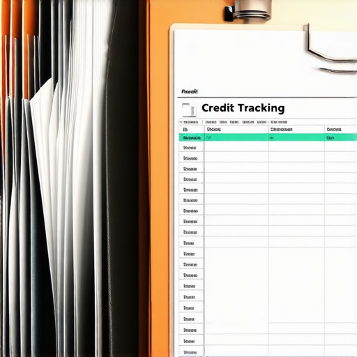 A person organizing a credit dispute binder next to a computer showing financial data.