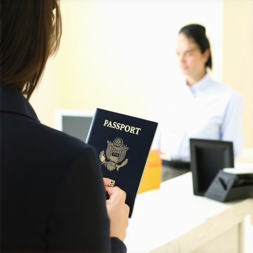 A person presenting identity documents to a government clerk to correct a death master file error.