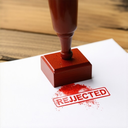 Rejected credit dispute letter A close up of a rejected credit dispute stamp on paper
