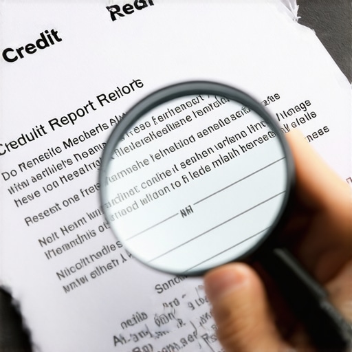 A magnifying glass focusing on a line item on a credit report.