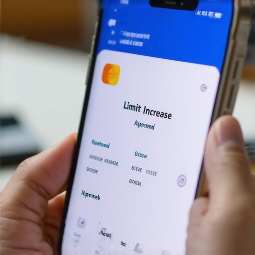 Mobile phone screen showing a successful credit limit increase notification.