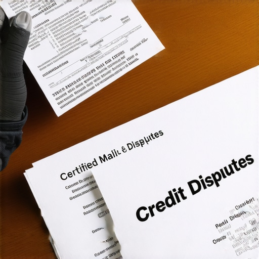 Certified mail receipt and credit documents showing the correct way to handle credit disputes.