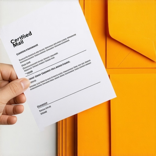 Person holding a certified mail receipt for credit dispute correspondence.