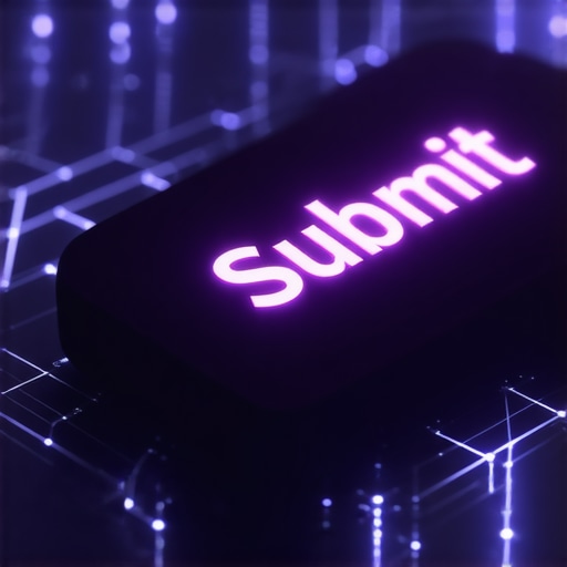 A digital submit button caught in a spiderweb symbolizing credit repair traps.