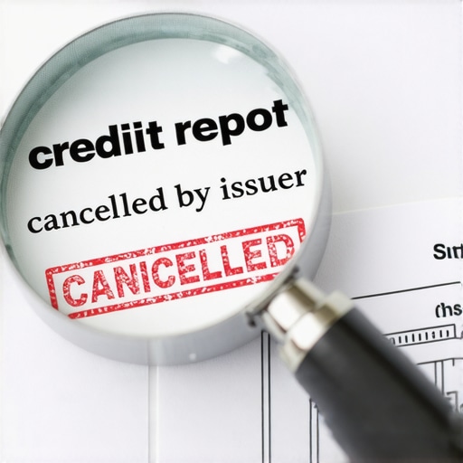 Magnifying glass showing a cancelled credit account due to inactivity