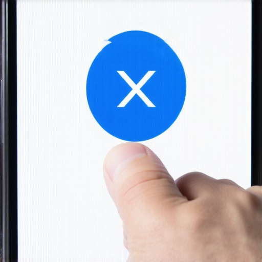 Close-up of a finger pressing a dispute button on a phone with warning symbols