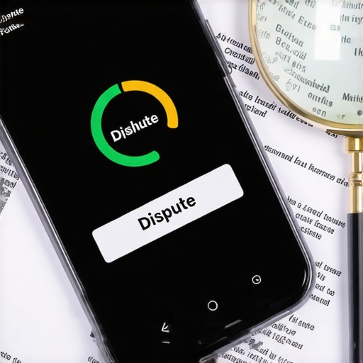 The difference between automated and manual credit disputes Smartphone app showing a dispute button next to official paper documentation for credit repair.
