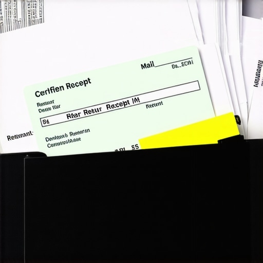 Certified mail receipts and organized credit dispute documents on a desk.