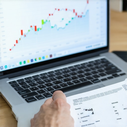 A frustrated person looking at a declining credit score graph on a laptop screen.