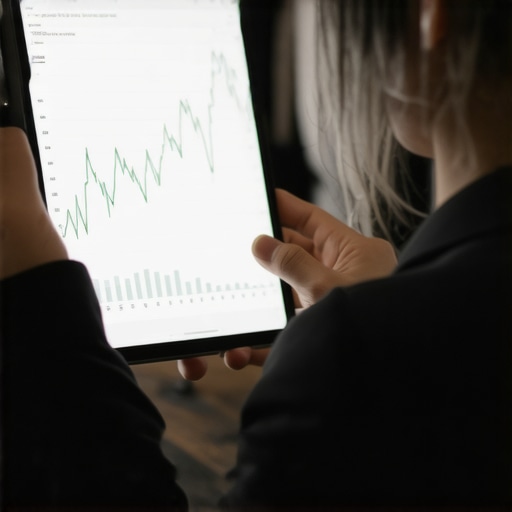 Person analyzing a falling credit score on a digital tablet